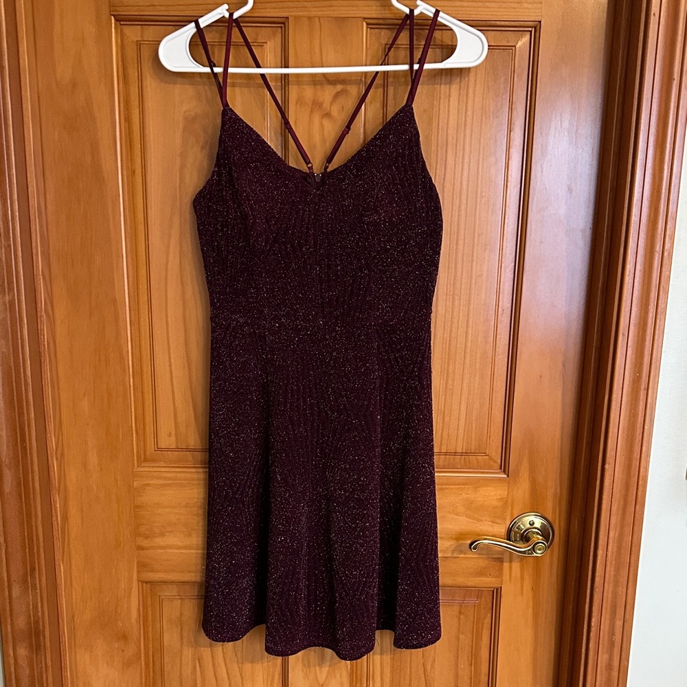 Honey and Rosie Sparkling Burgundy Mini Dress